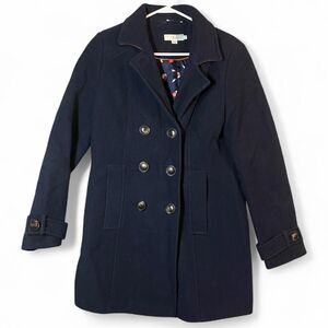 Boden Women’s Navy Wool Black Buttons Pea Coat UK 14 US 10